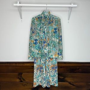 Vintage 1970’s Retro Floral 3 Piece Polyester Matching Set- XS